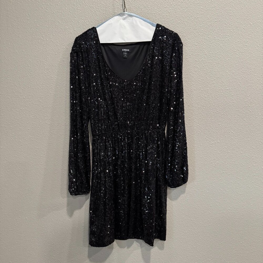 EXPRESS Sequin Dress (BLACK, S)